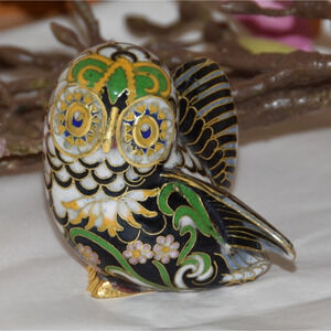 Vintage Fabergé and Franklin Mint Cloisonne Owl Cloisonné Collection MUSCANY OWL